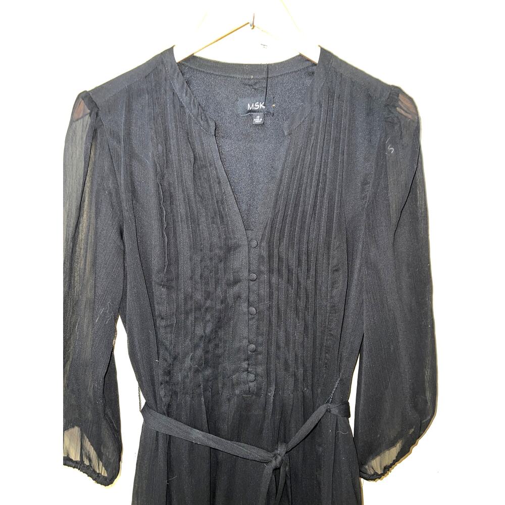 MSK Dress Womens 12 Sheer Sleeve Chiffon Mini Skater Whimsigoth Fairy Witchy